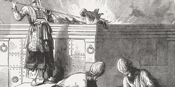 Altar of Burnt Offering (Exodus 29), wood engraving, published 1886